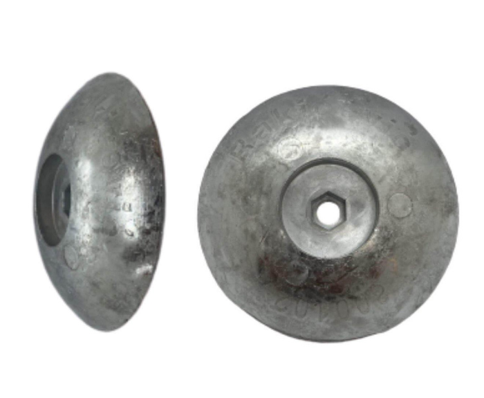 Ánodo de zinc para timón - 110 mm DIÁMETRO, 0,700 kg - PAQUETE de 2